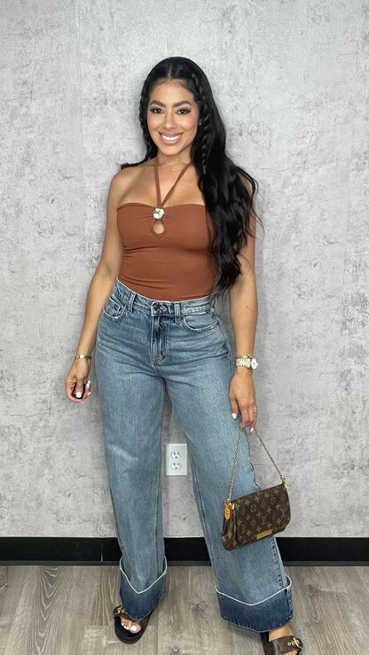 Folded  Cello Jeans Pants