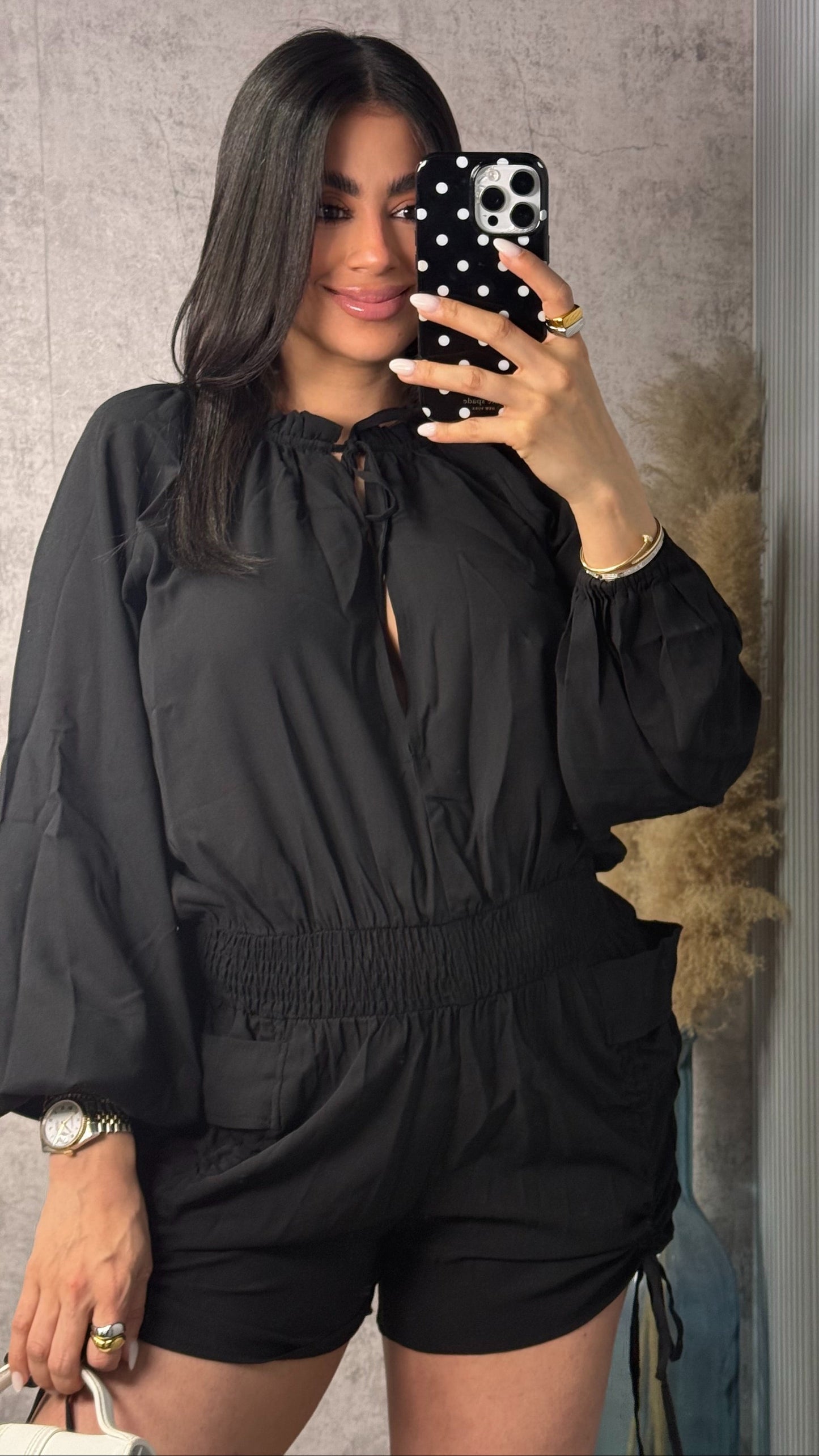 PRISCILLA BLACK ROMPER