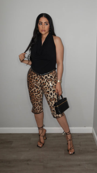 CAPRI ANIMAL PRINT SEQUINS PANTS