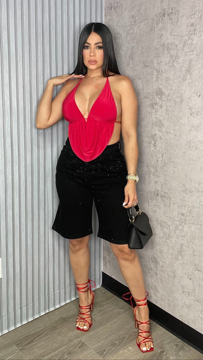Alina Rhinestone Black Denim Pants
