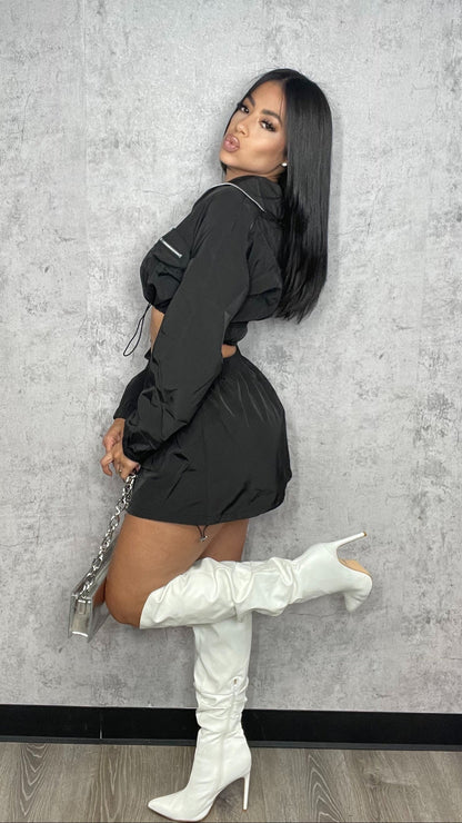 Laura ASYMMETRICAL ZIP UP TOP AND CARGO MINI SKIRT SET