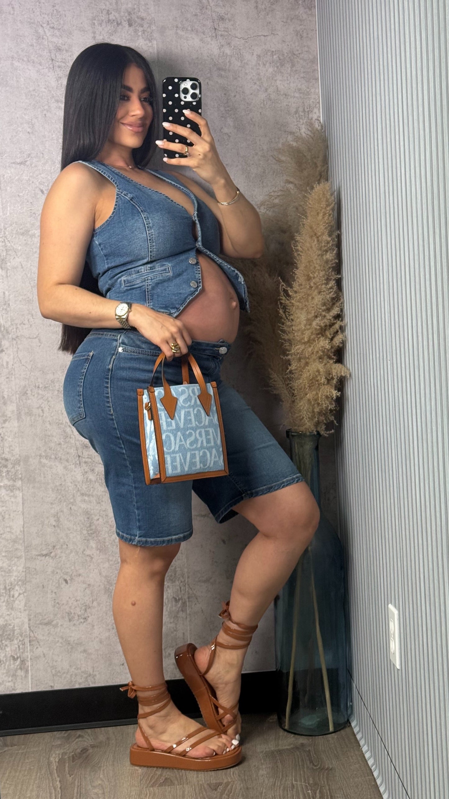 ASHLEY DENIM VEST AND PANTS SET