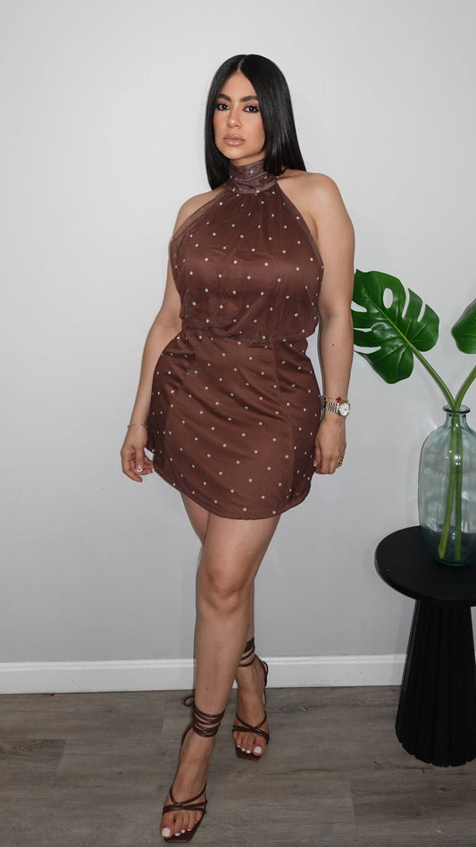 POLKA DOTS BROWN DRESS