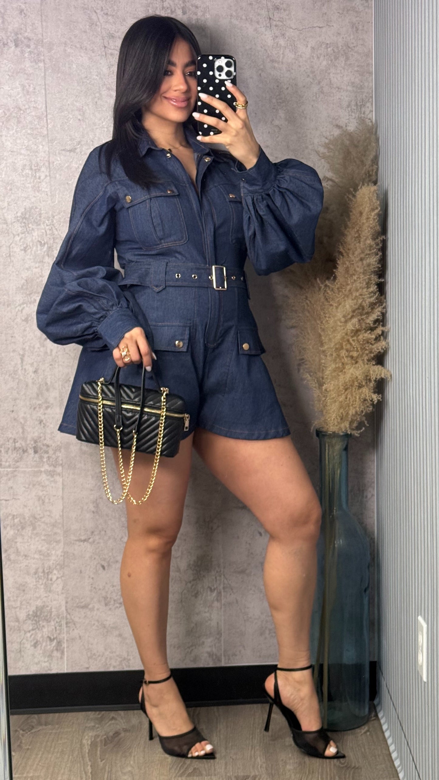 LONG SLEEVE DENIM ROMPER