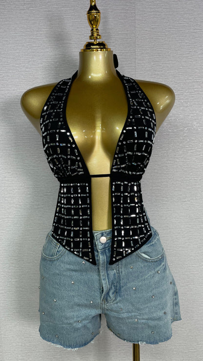 KIMMY STUDS DENIM SHORTS
