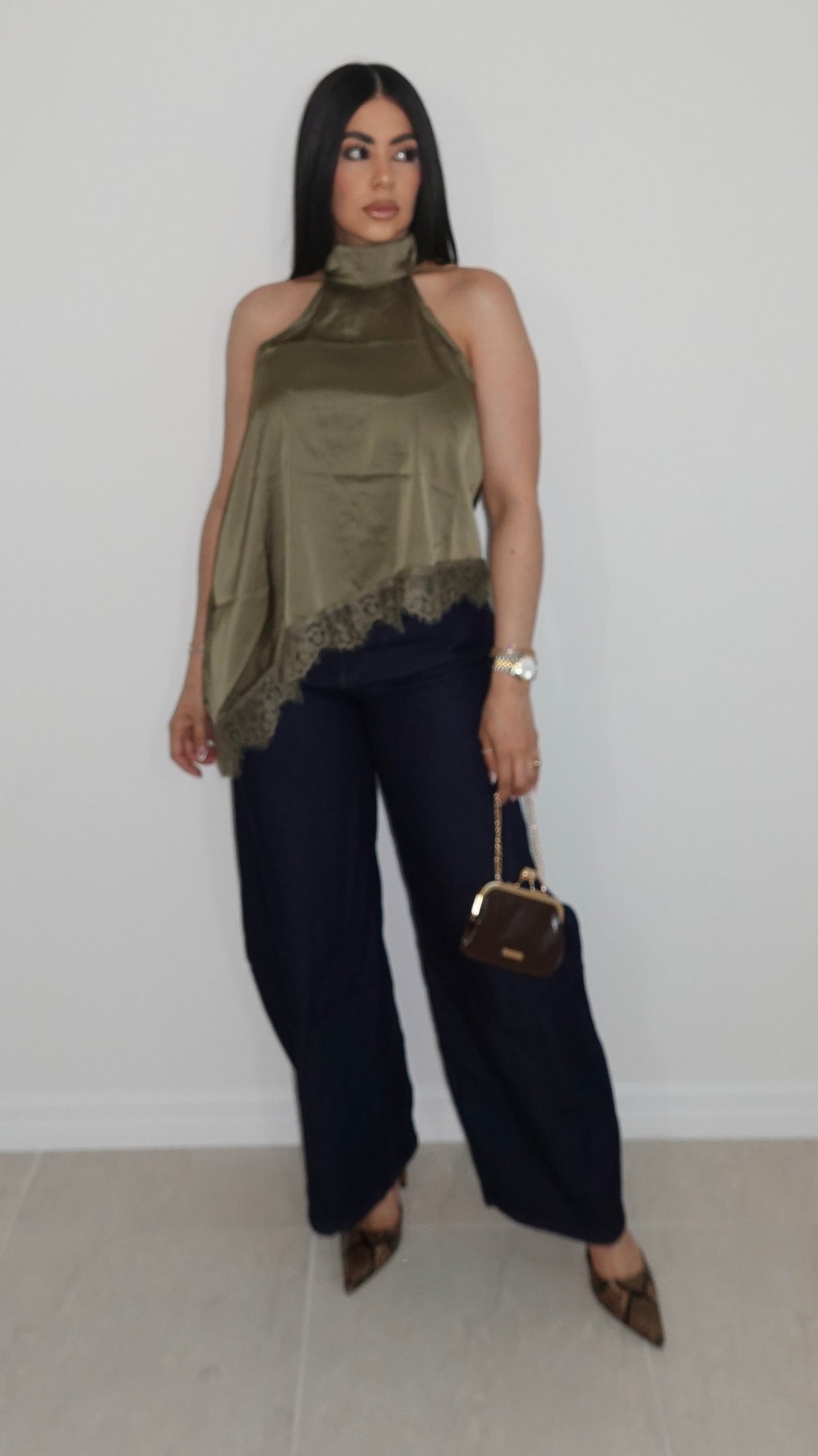 ALONDRA LACE TOP OLIVE