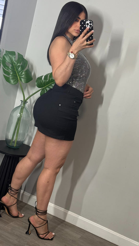 CARGO POCKET BLACK SKIRT