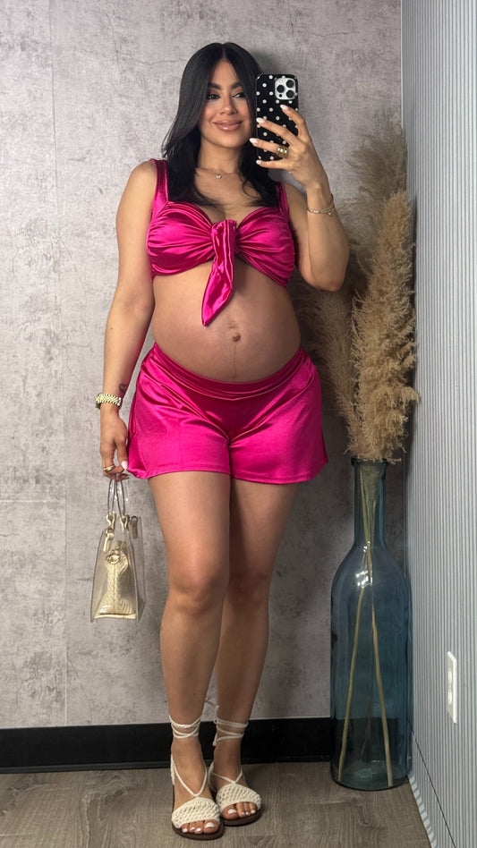 Sarah Satin Pink Set