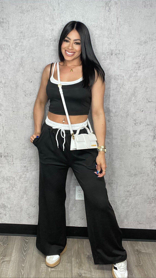 Sweatpants Set Black & White