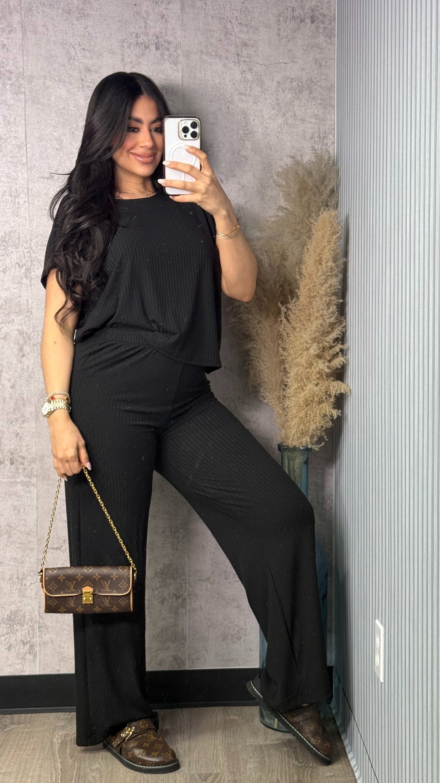 BLACK BASIC PANTS SET