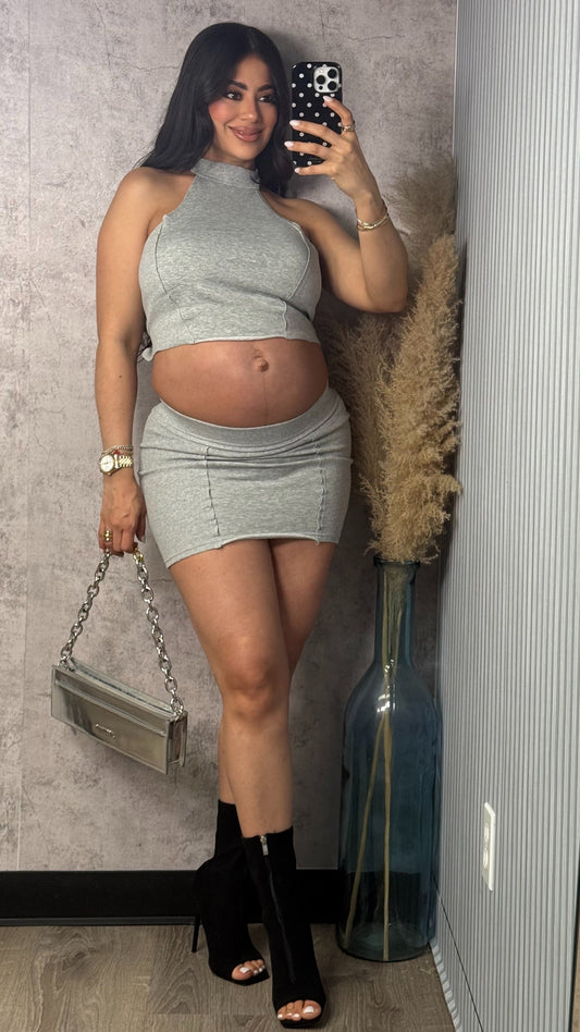 FRANCES GREY SKIRT SET