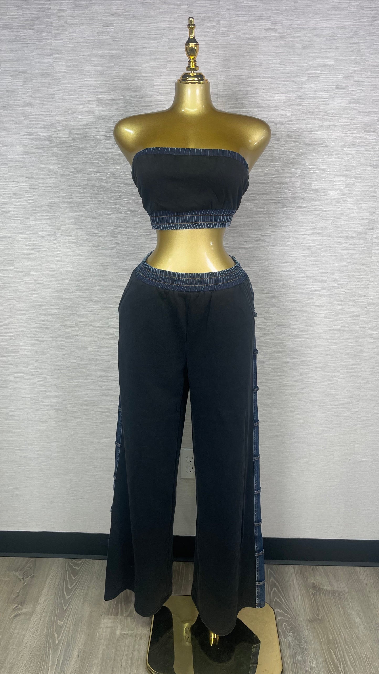 TUBE BLACK AND DENIM SET