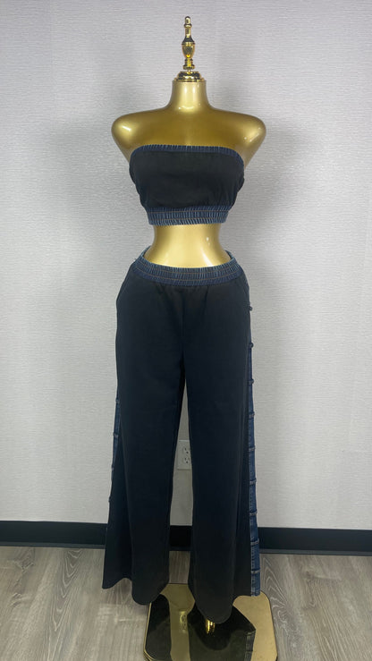 TUBE BLACK AND DENIM SET