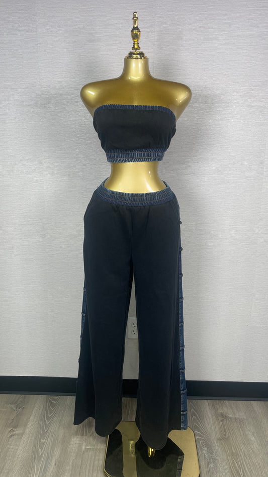 TUBE BLACK AND DENIM SET