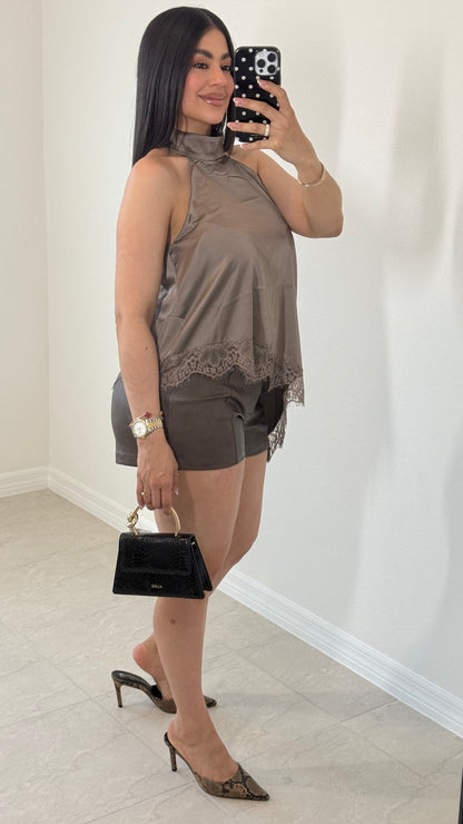 ESPRESSO LEATHER SHORT