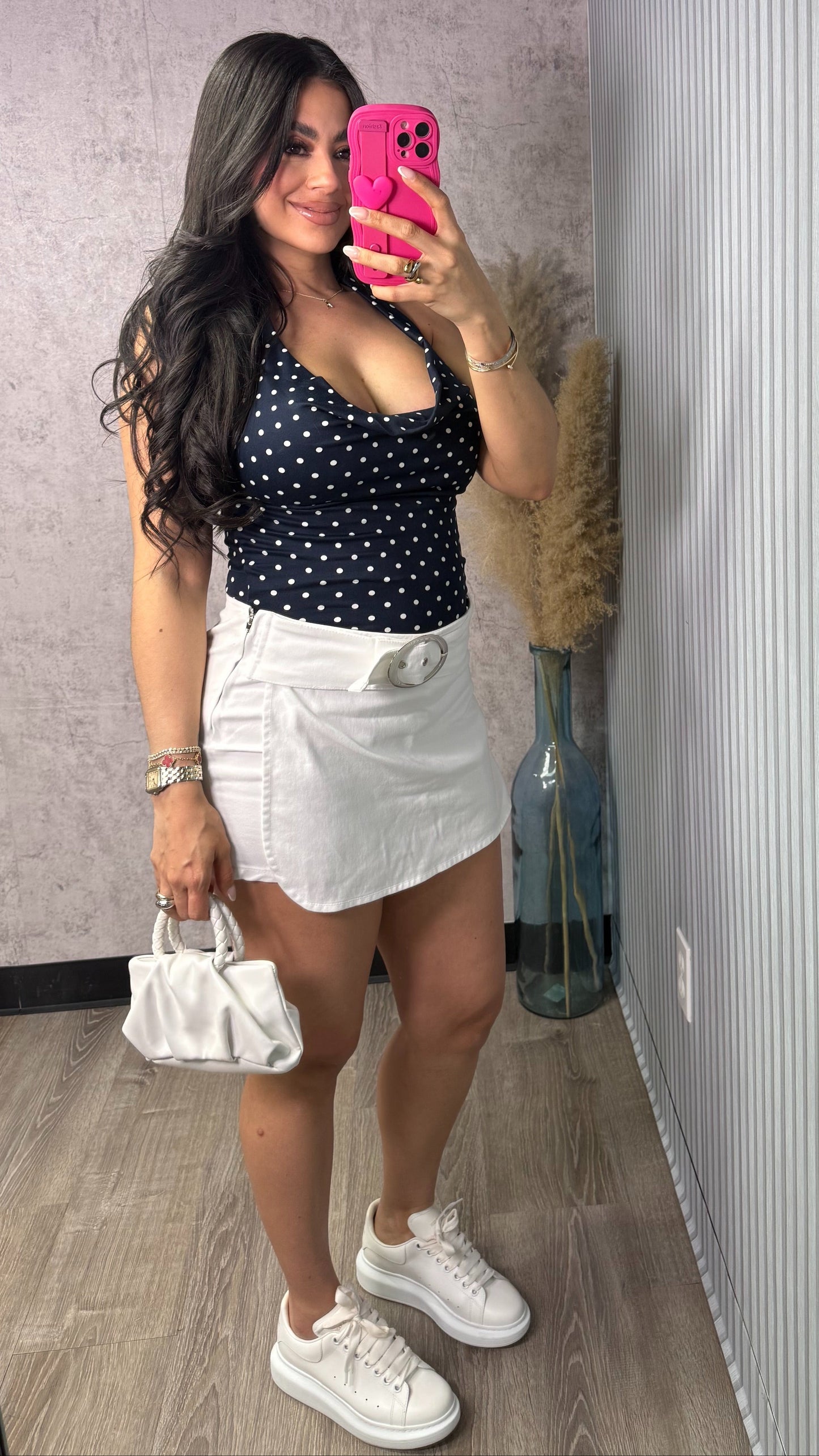 WHITE DENIM SKORT