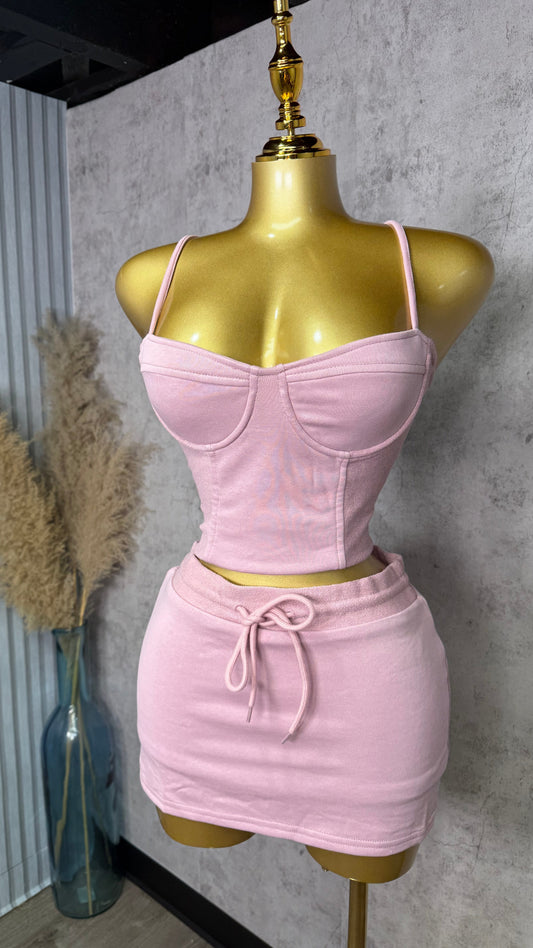 LESLIE PINK SKIRT SET