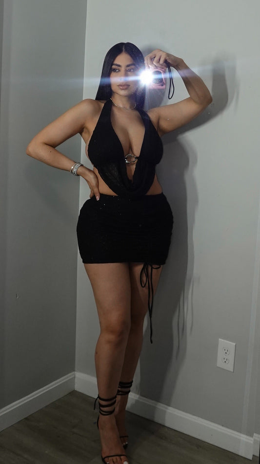 KARINA BLACK AND SEQUINS DRESS