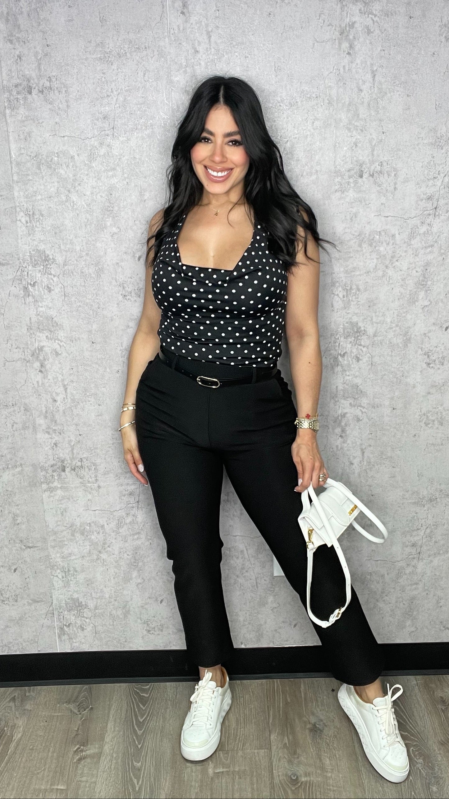 HALTER POLKA DOTS BLACK TOP