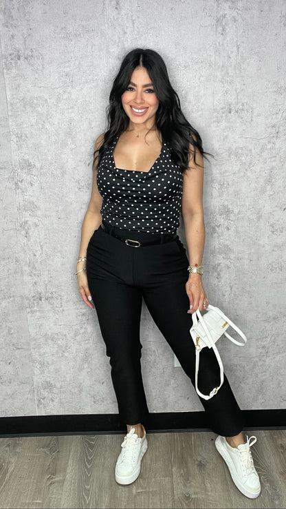 HALTER POLKA DOTS BLACK TOP