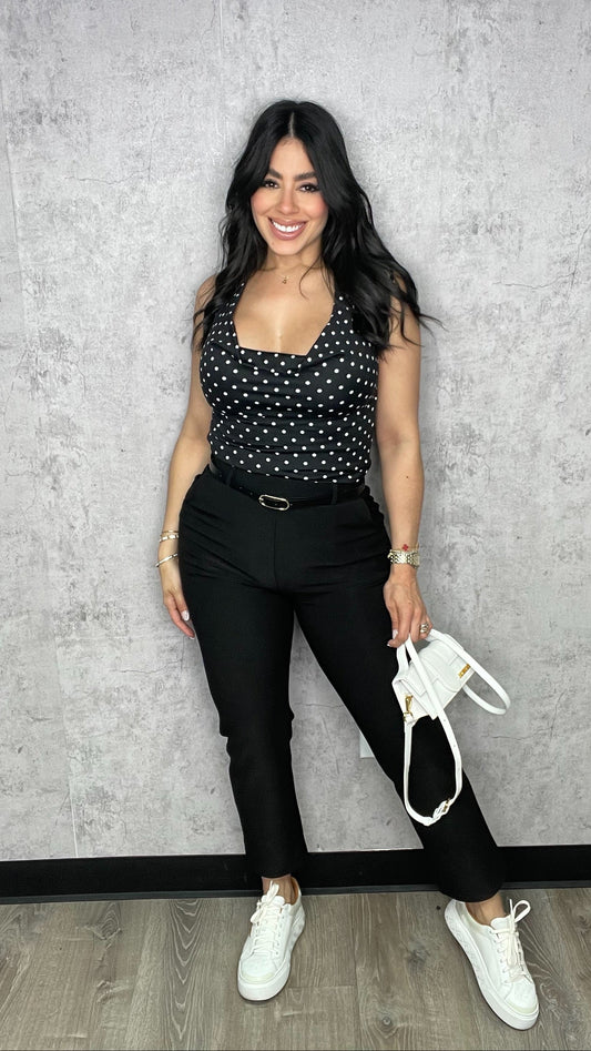 BUSINESS CASUAL BLACK PANTS WITH BELT