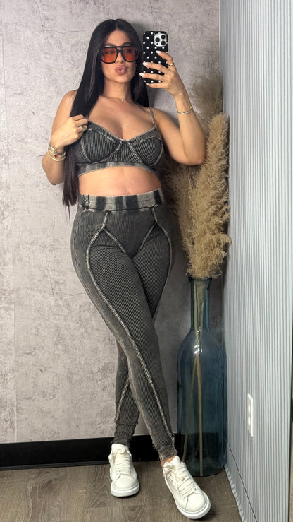 BASIC MINERAL PANTS SET BLACK