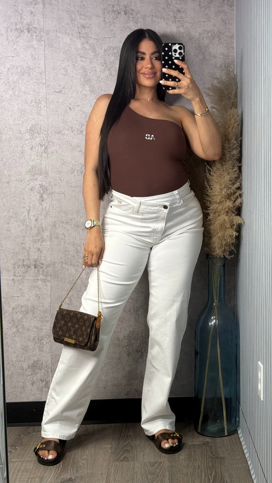 CELLO ASYMMETRICAL WHITE DENIM PANTS