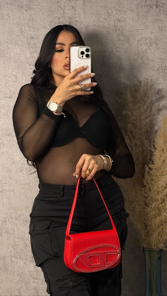 YOUR'S BLACK MESH BODYSUIT