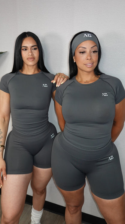 AB SNATCHED  GREY SHORT SET