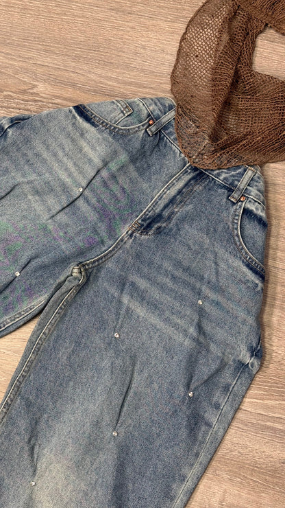 PAOLA DENIM STUDS PANTS