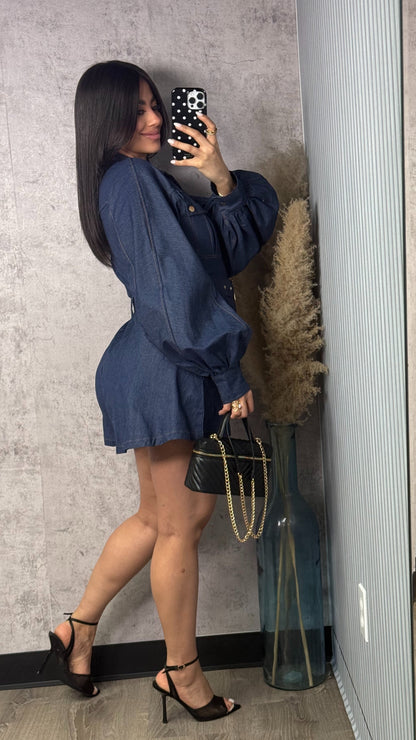 LONG SLEEVE DENIM ROMPER
