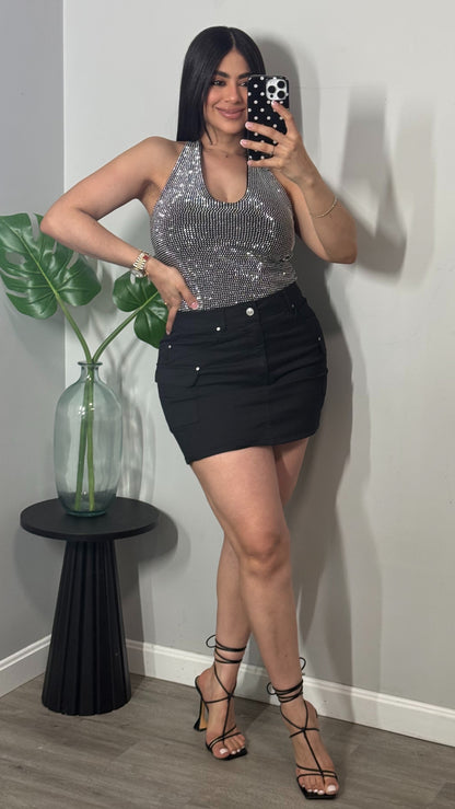 CARGO POCKET BLACK SKIRT