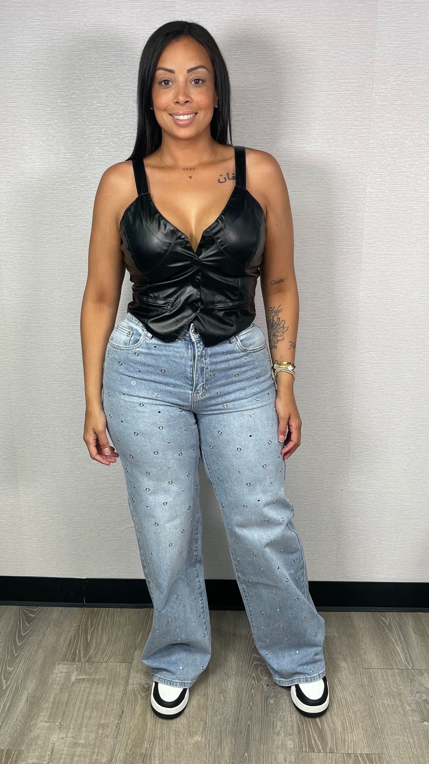 BLACK LEATHER VEST