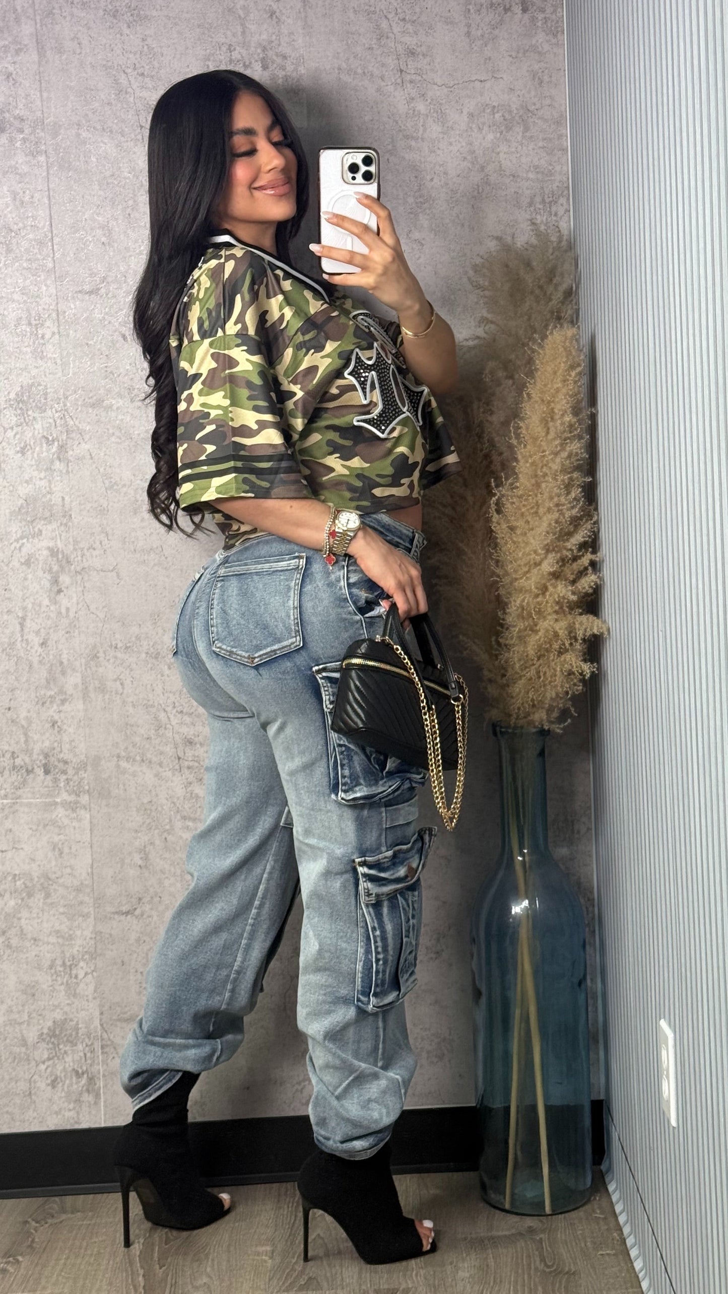 NINA CARGO DENIM PANTS