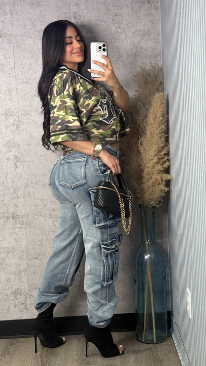 NINA CARGO DENIM PANTS