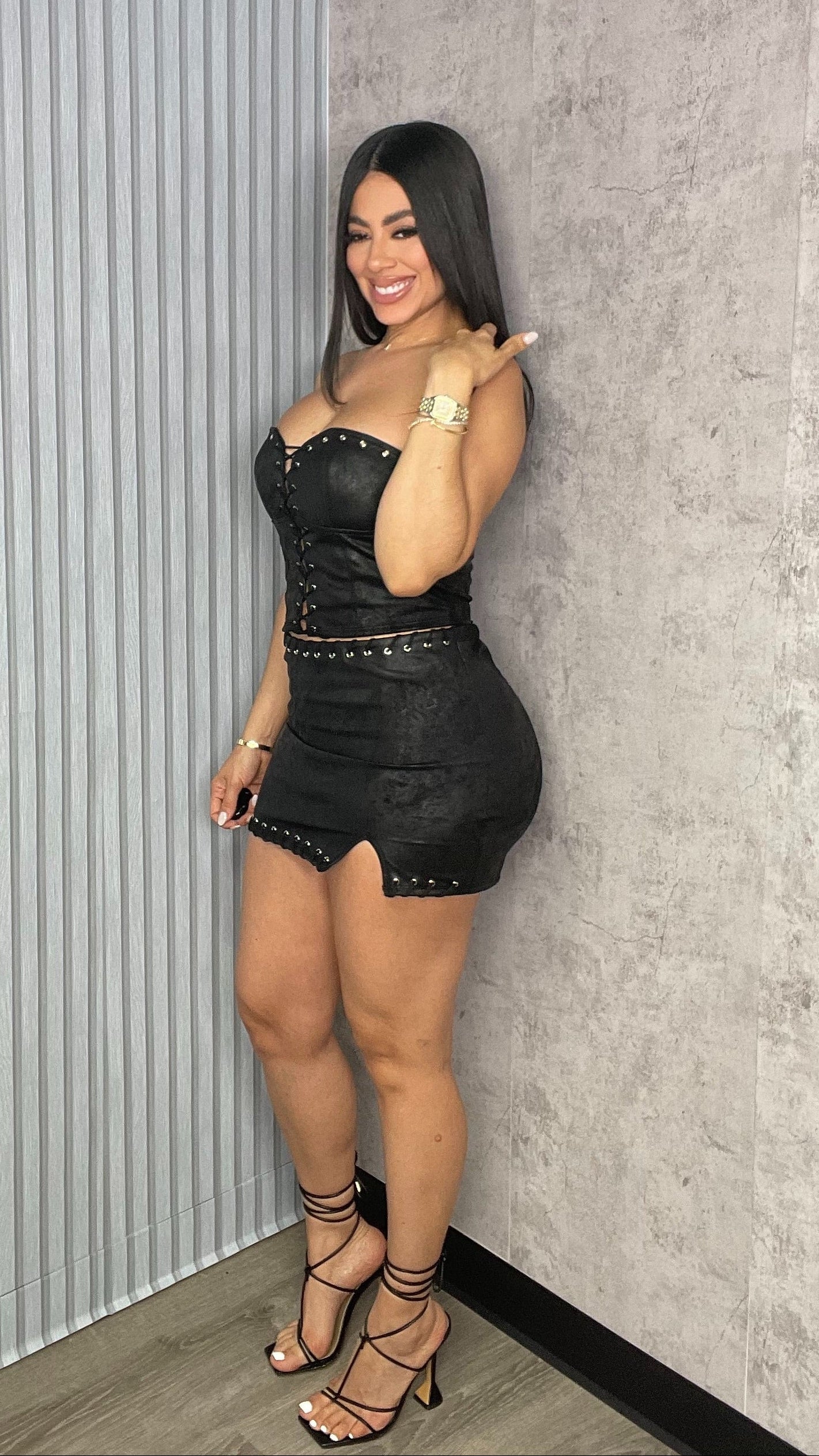 Jury Suede Skirt Black Set