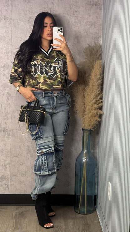 NINA CARGO DENIM PANTS