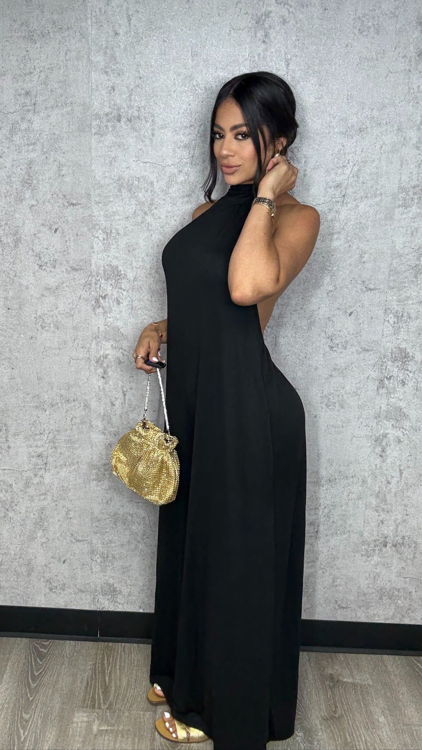 Backless Black Jumpsuit