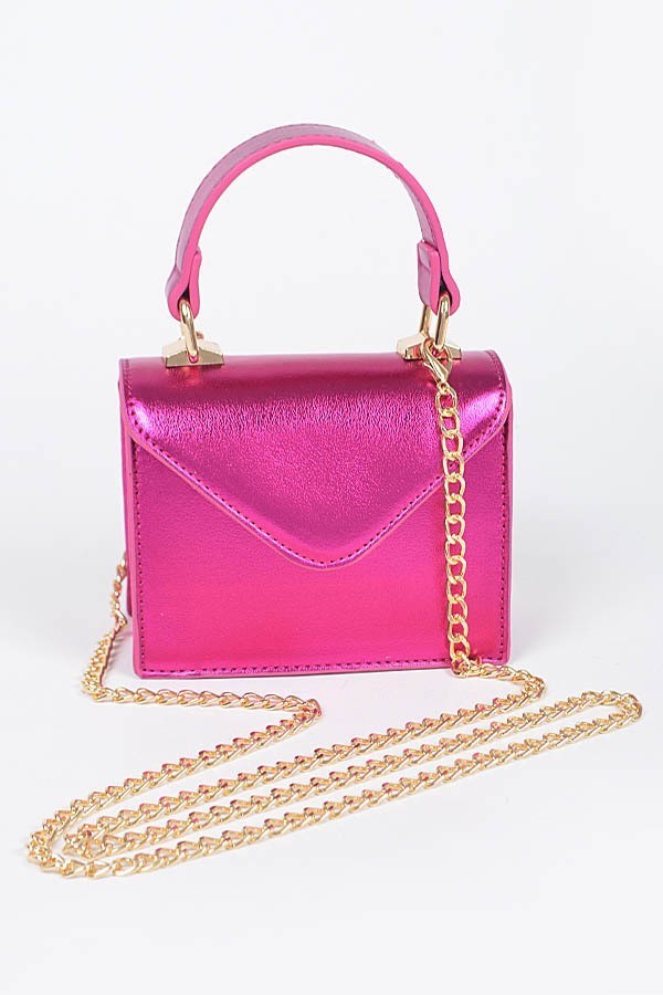 Metallic Mini Handle Crossbody Bag Pink