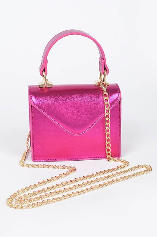Metallic Mini Handle Crossbody Bag Pink