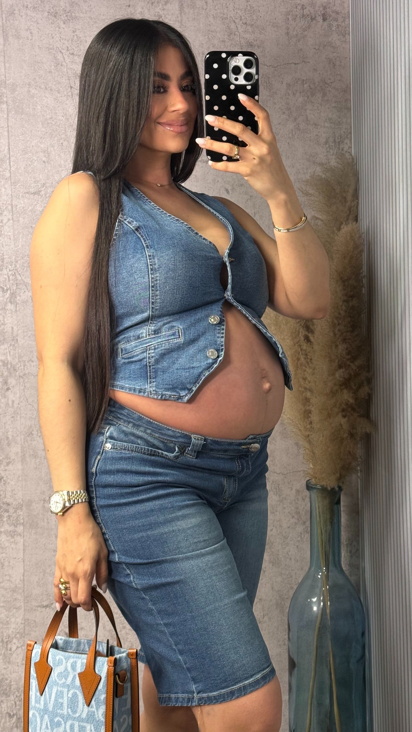 ASHLEY DENIM VEST AND PANTS SET