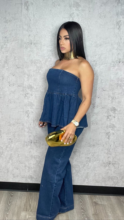 Khatalina Denim Pants Set