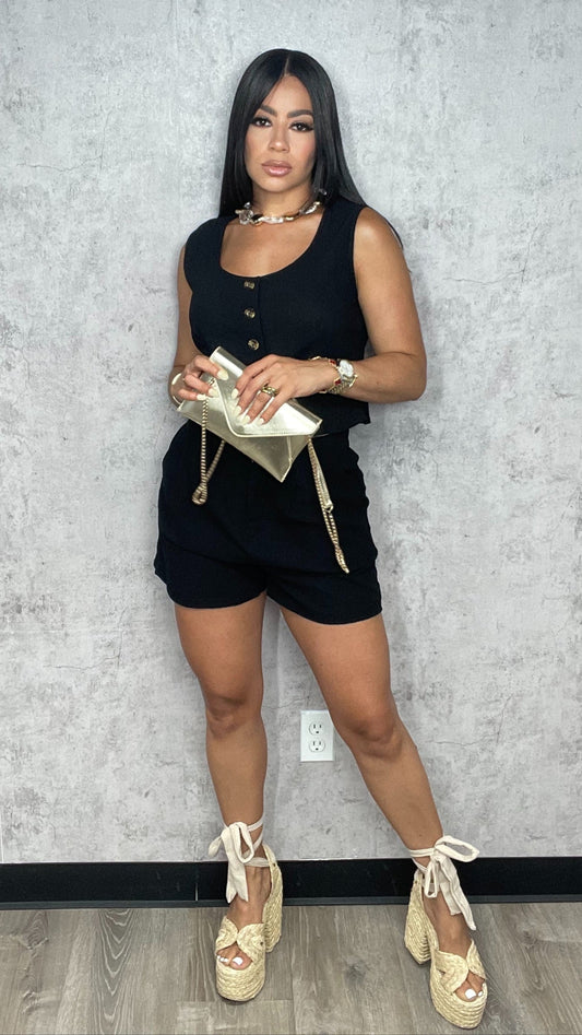 Casual Vest Set Black