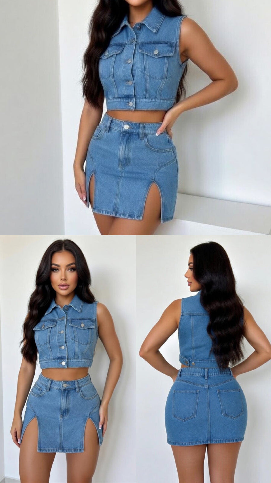 LARA DENIM SKIRT SET