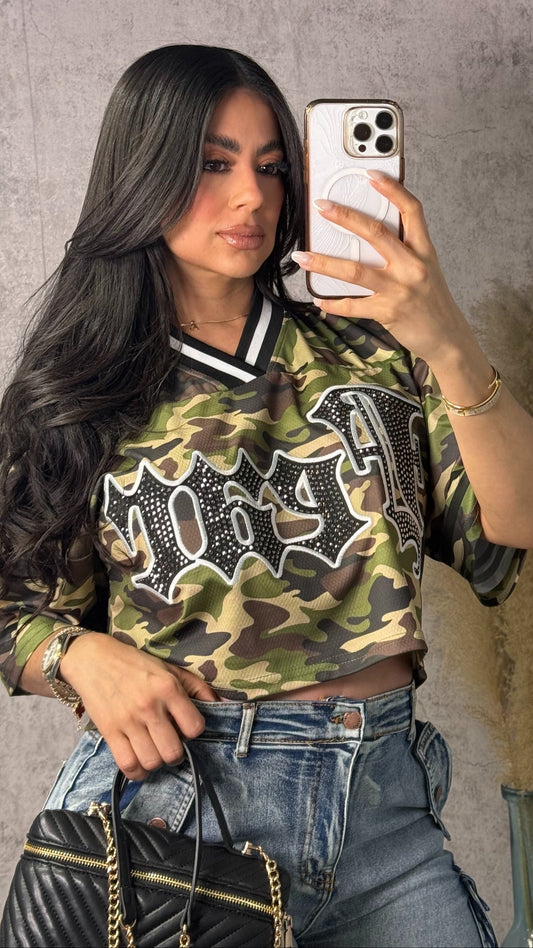 CAMO JERSEY CROP TOP