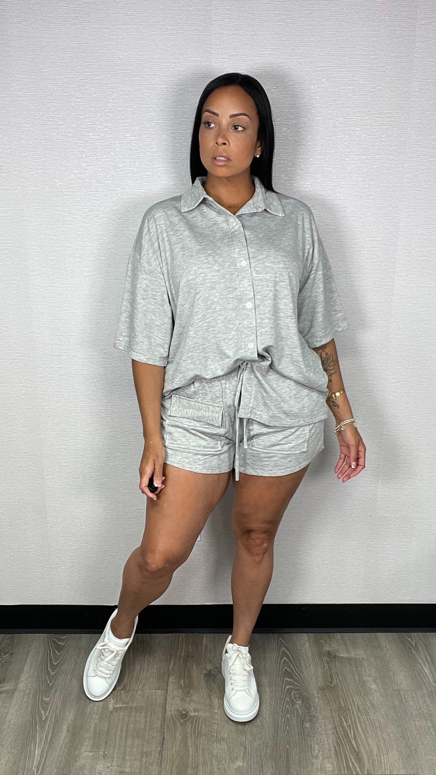 FANNY GREY SHORT SET