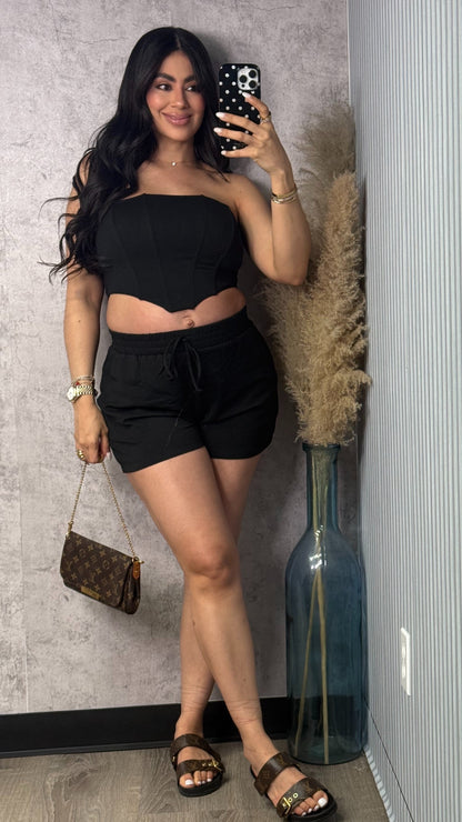 SOPHI BLACK SHORT SET