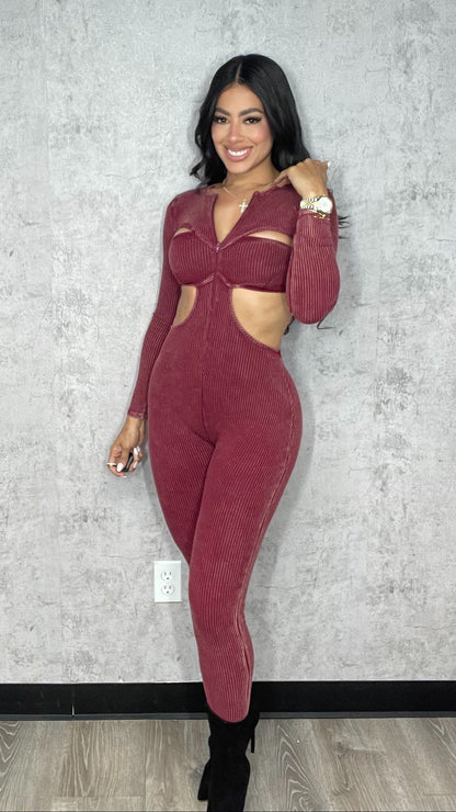 Kassandra Mineral Jumpsuit Burgundy
