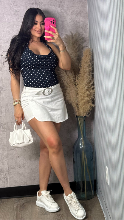 WHITE DENIM SKORT