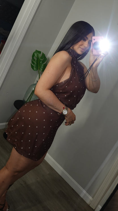 POLKA DOTS BROWN DRESS